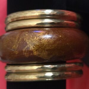 Gold and Brown Bangle Bracelet
